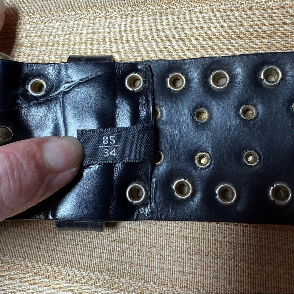 NANNI Brown Studded Leather Belt Made in Italy Sz 84/34. 39” - Picture 12 of 13